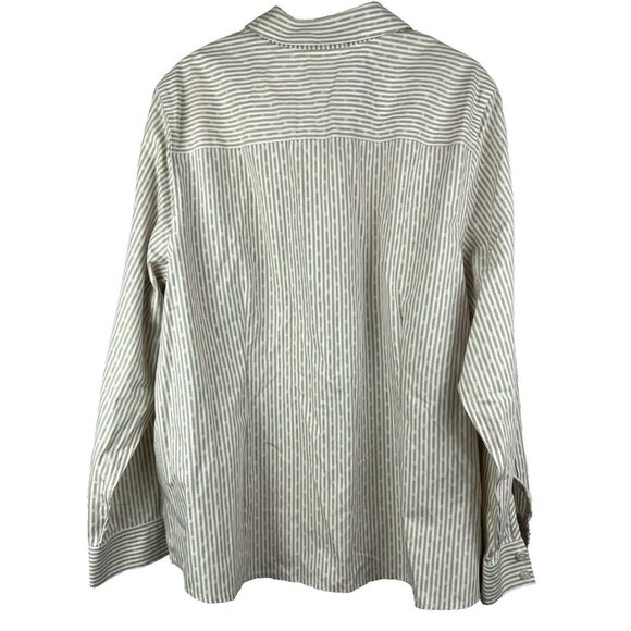 Chicos Women's Shirt 3 US XL Tan White No Iron CoolMax All Season Stripe Dot - Picture 6 of 7